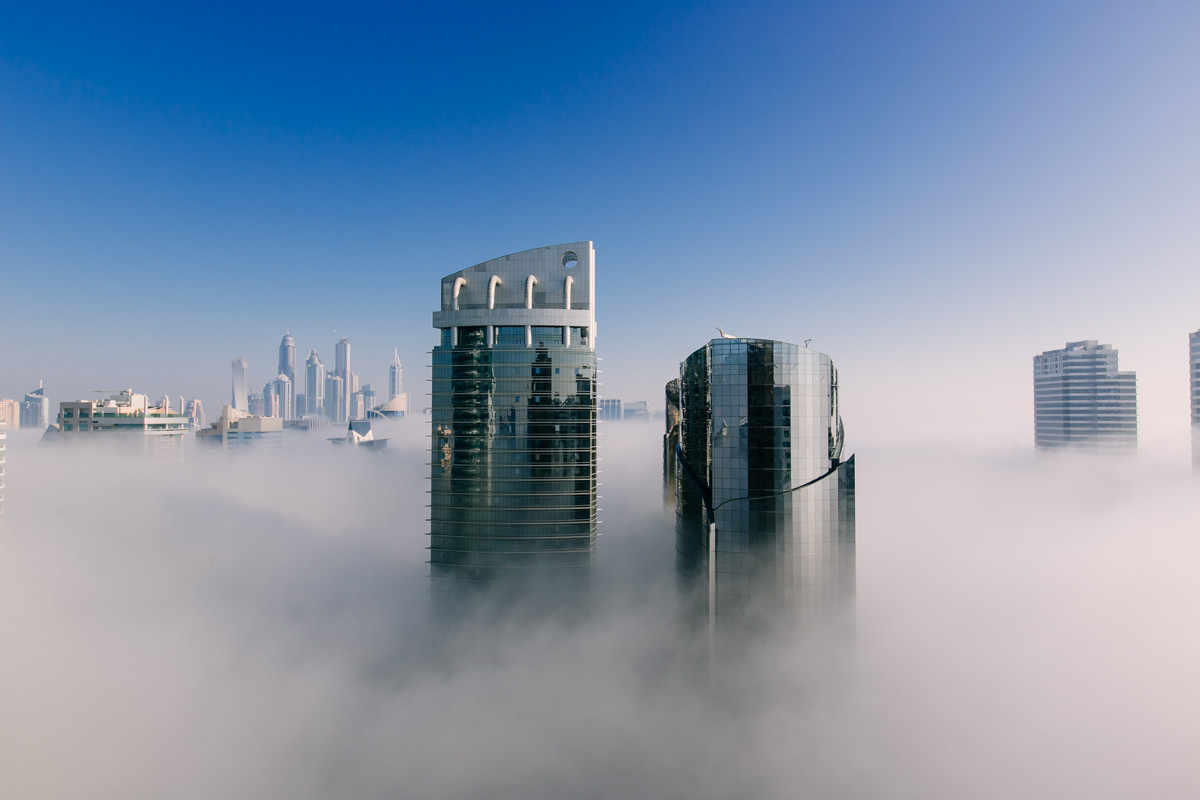 Fog covering Dubai