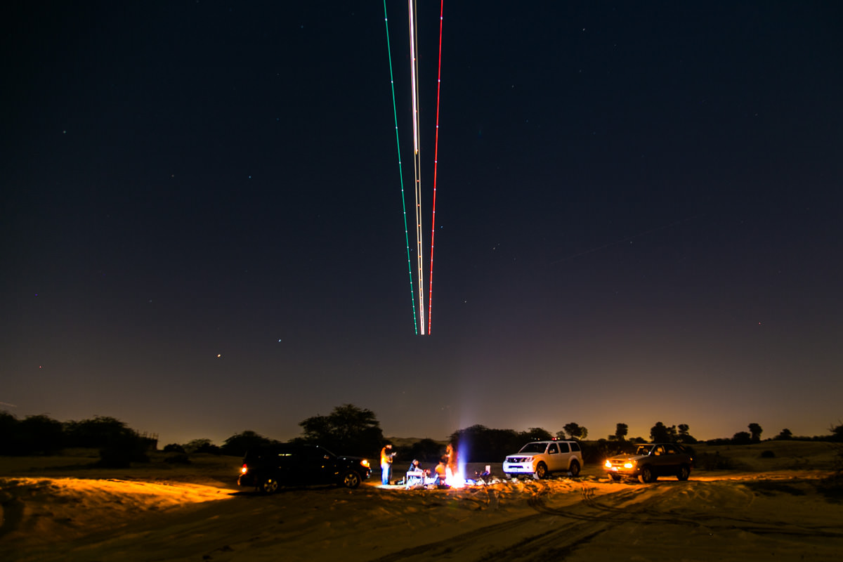 Camping as planes fly by