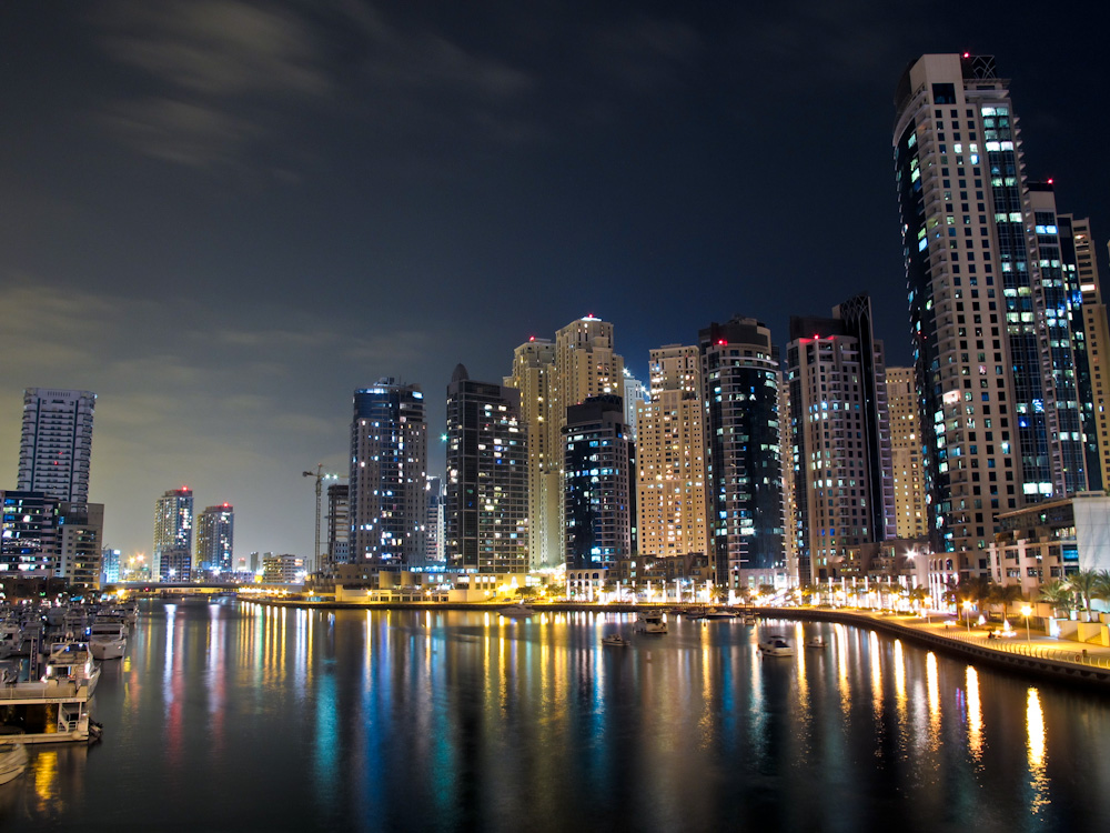Dubai Marina on a cold night